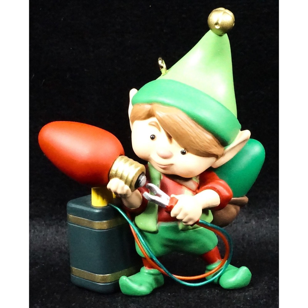 Hallmark 2013 North Pole‎ Tree Trimmers #1 Elf w/ Light Tester Keepsake Ornament